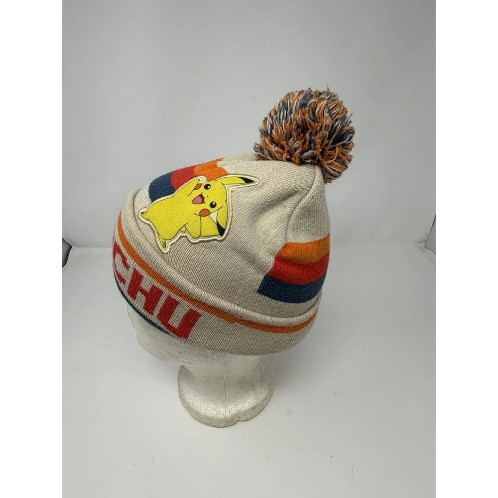Official Pokémon Pikachu Striped Knit Pom Beanie‎ Hat (2022 Release)